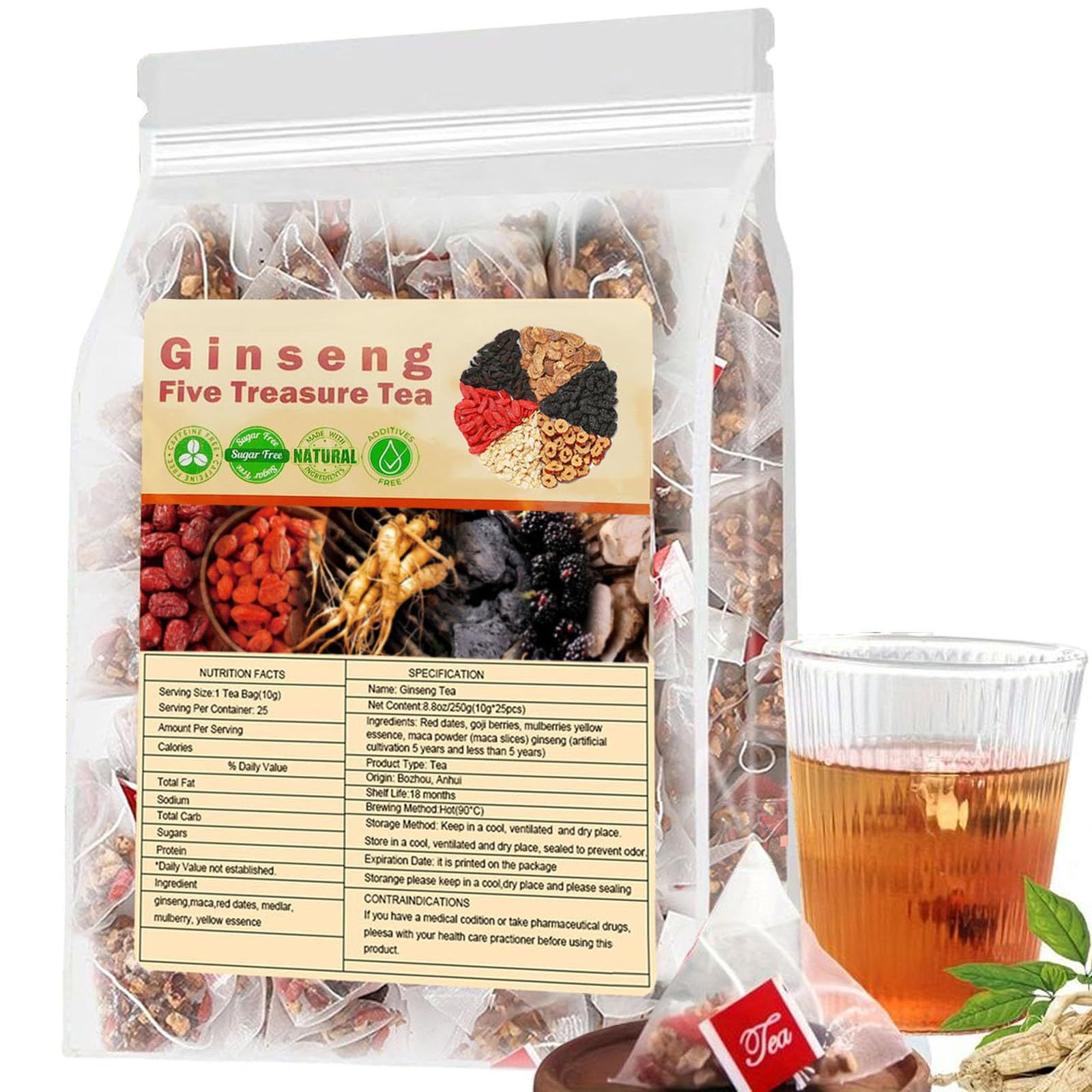 Herbal And Wellness - Ginseng Five Treasures Tea Nierenthee, natuurlijke